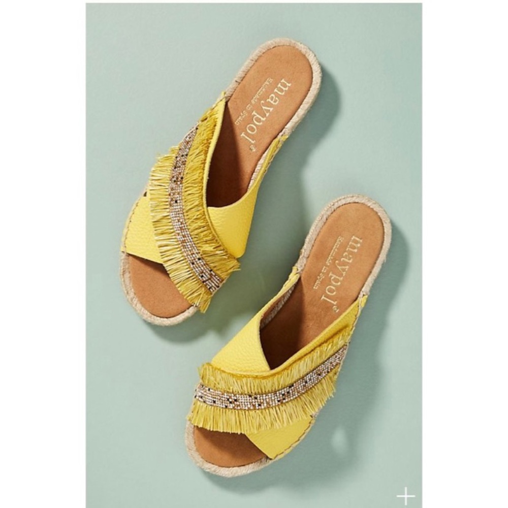 Maypol Fringed Espadrille Slide Sandals - New